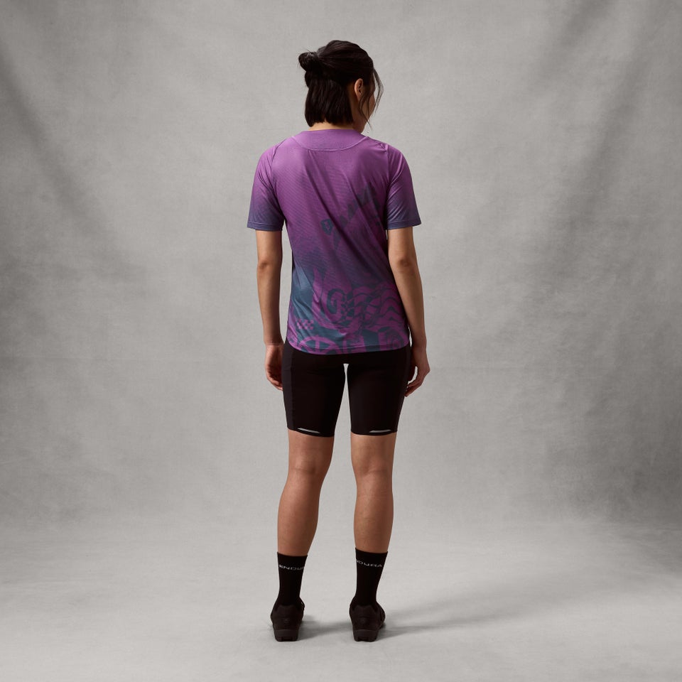 ENDURA SINGLETRACK PRINT Short Sleeve Jersey Women's End Purple