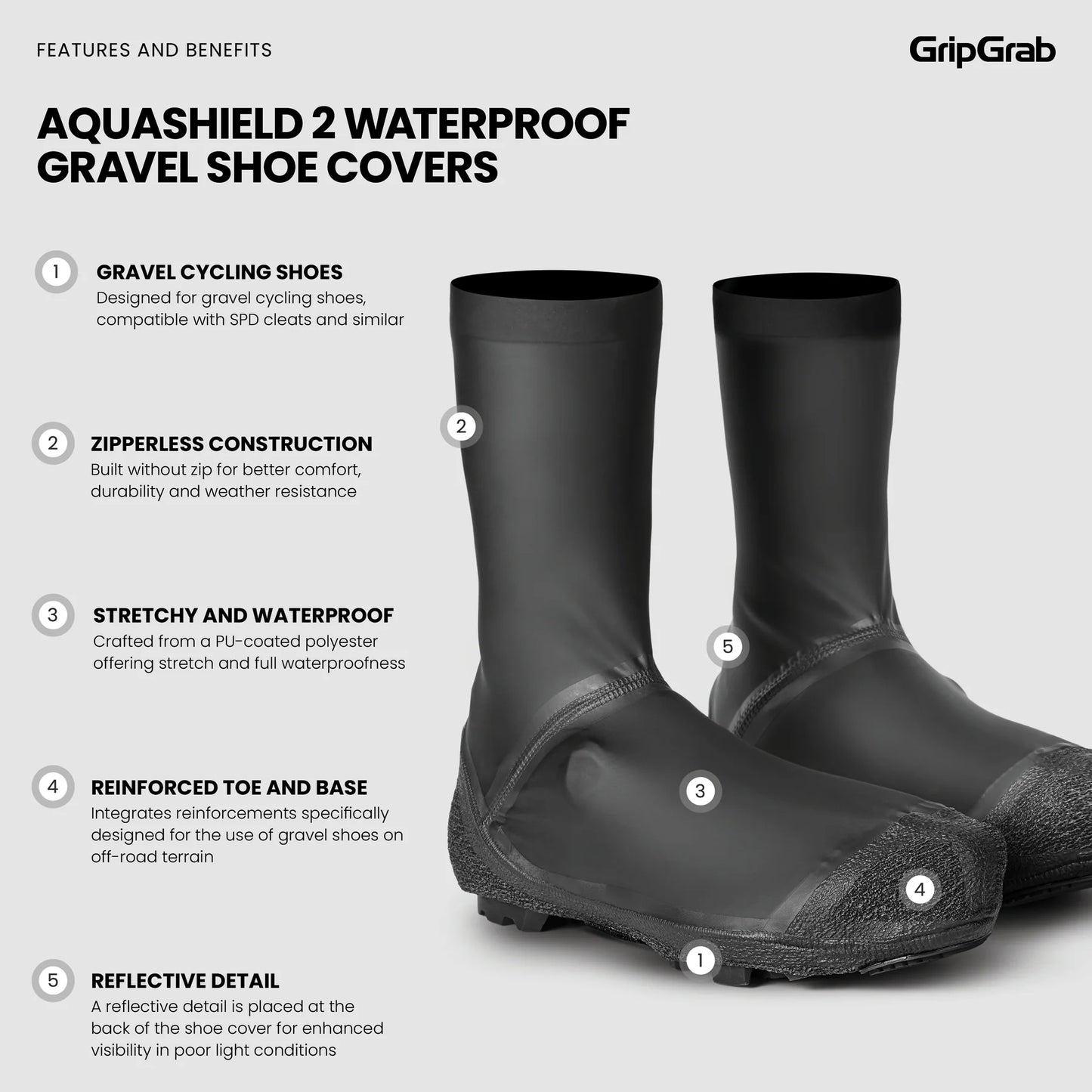 Obal na boty GRIPGRAB AQUASHIELD 2 WATERPROOF GRAVEL černý