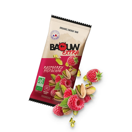 Energetická tyčinka BAOUW ORGANIC EXTRA malina-pistácie (50g)