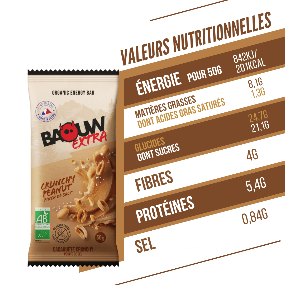 BAOUW ORGANIC EXTRA Crunchy Peanut Energy Bar (50g)