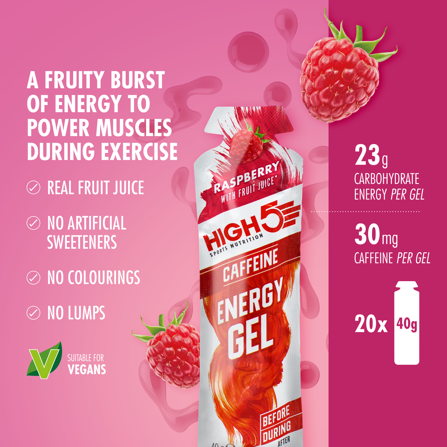 High5 ENERGY GEL Kofein (40g) Malina