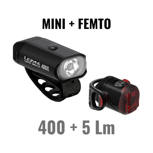 Přední a zadní světla LEZYNE MINI DRIVE 400XL / FEMTO USB