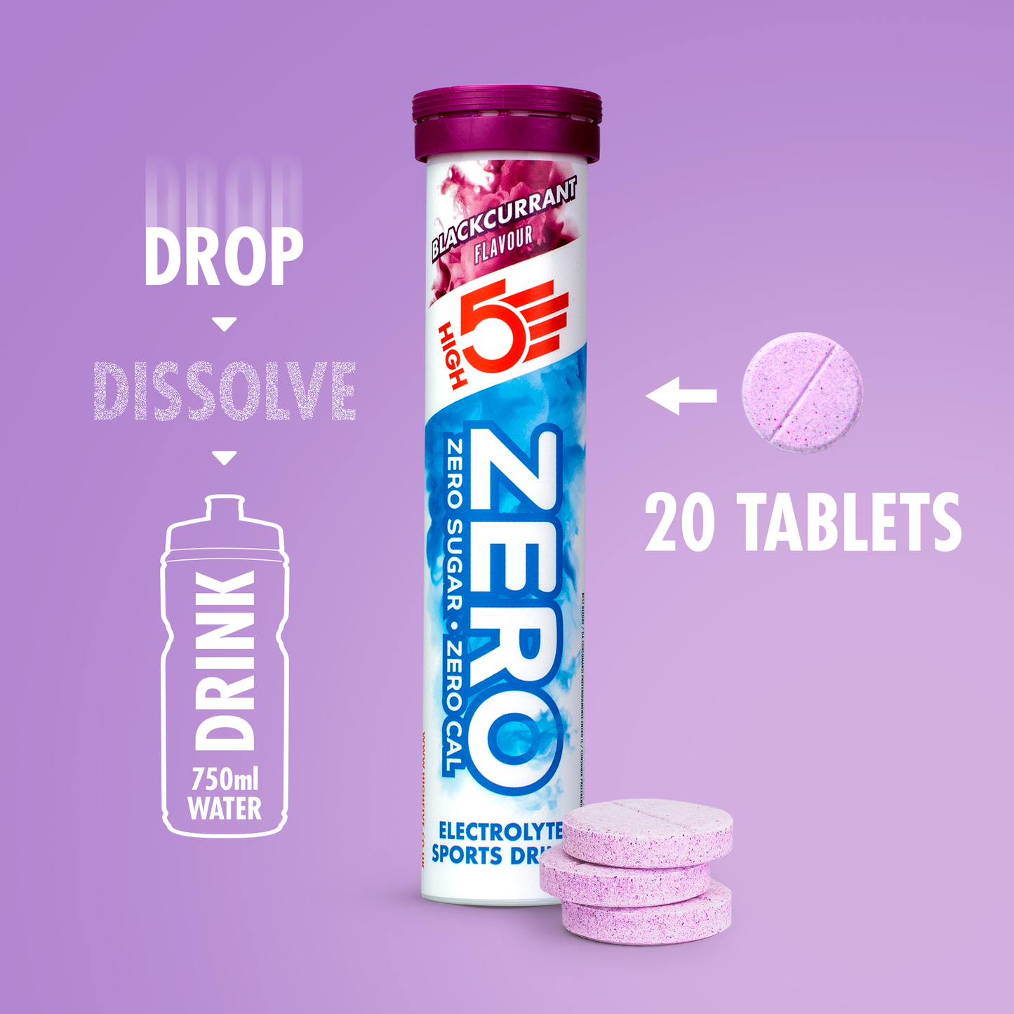 Elektrolytové hydratační tablety HIGH5 ZERO (x20) Blackcurrant