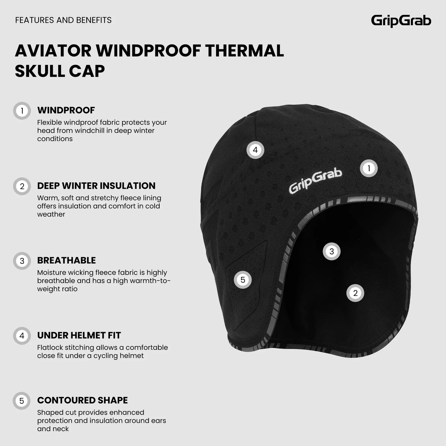 GRIPGRAB AVIATOR DEEPWINTER Čepice Black
