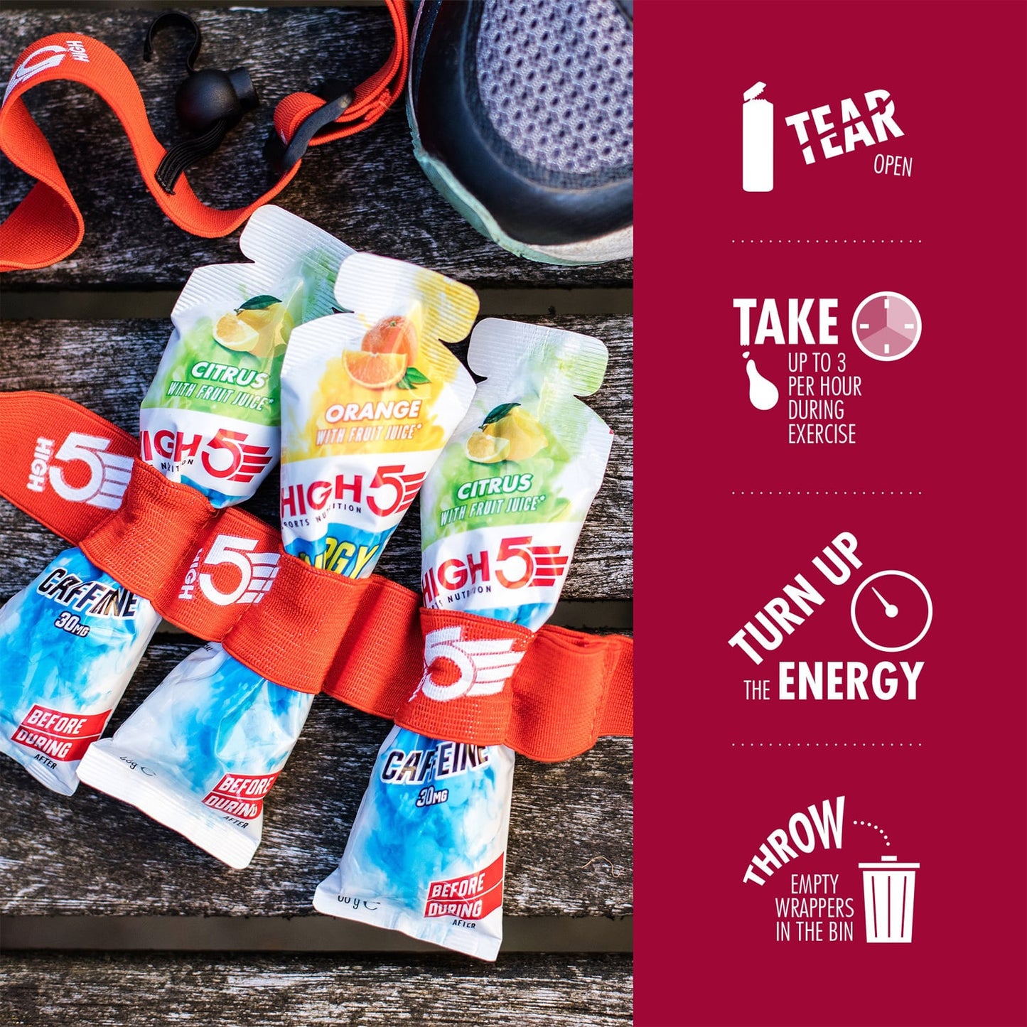 High5 ENERGY GEL Aqua s kofeinem (66g) Červené ovoce