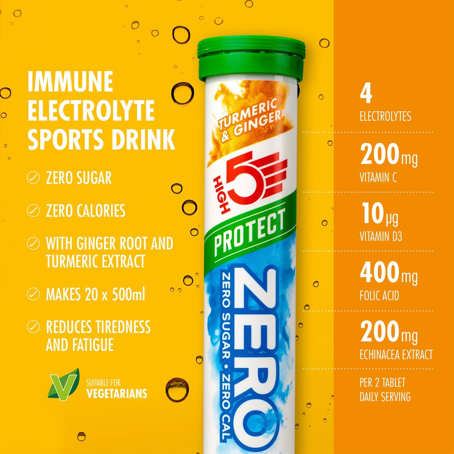 Electrolyte Hydration tablets HIGH5 ZERO PROTECT (x20) Turmeric Ginger