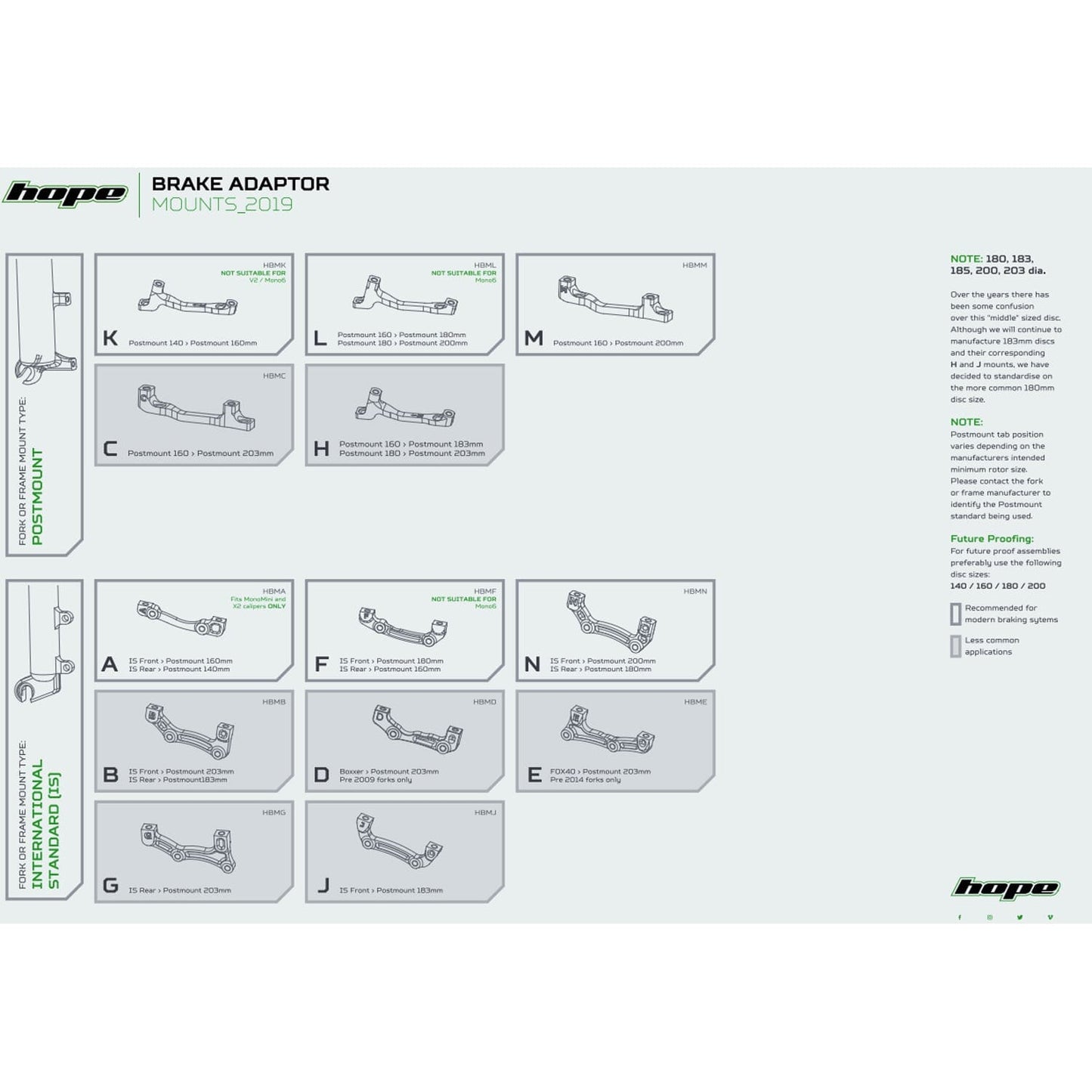 Caliper Adapter Front / Rear PM / IS HOPE (Front 160mm / Rear 140 mm) #HBMA Silver