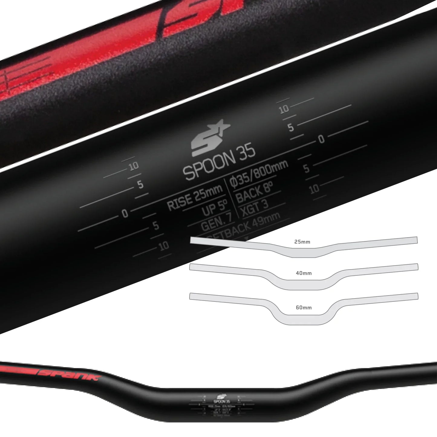 handlebar SPANK SPOON 35 Rise 60mm 800mm Red