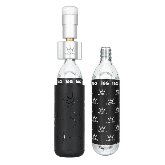 PEATY'S HOLESHOT ROAD/GRAVEL CO2 Percutor + 2 x 16g stříbrné kazety CO2 se závitem