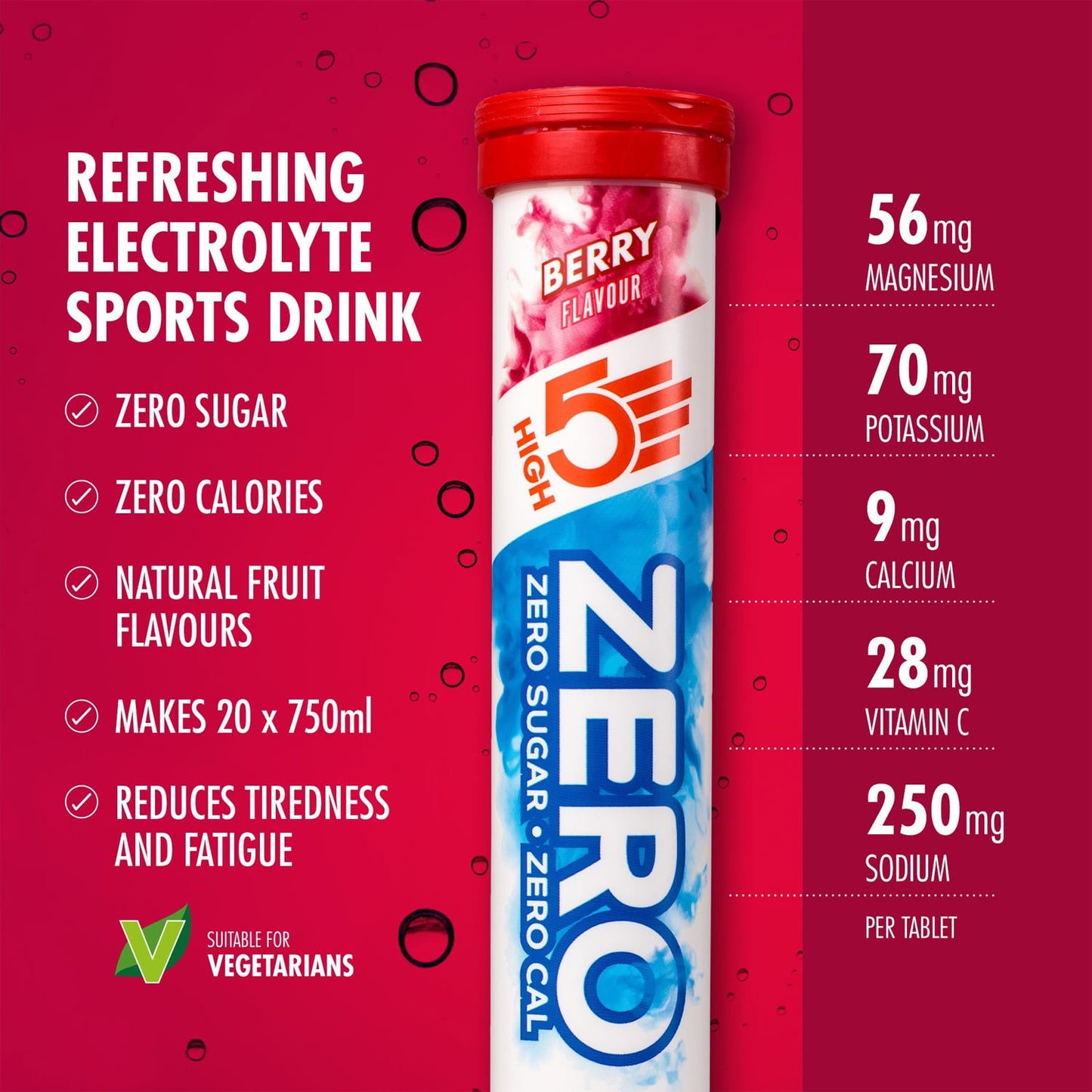 Elektrolytové hydratační tablety HIGH5 ZERO (x20) Ovoce červená