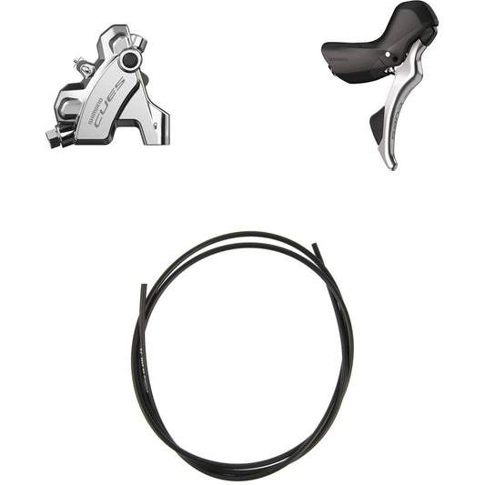 Pravá páčka a zadní třmen SHIMANO CUES U6030 10/11V Flatmount Bez kotouče - Edice Polish Silver