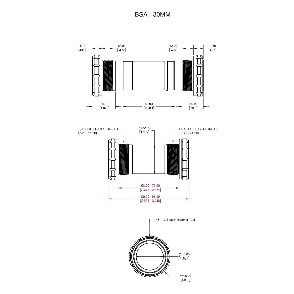 WOLFTOOTH BSA 30mm Raw Silver crankset