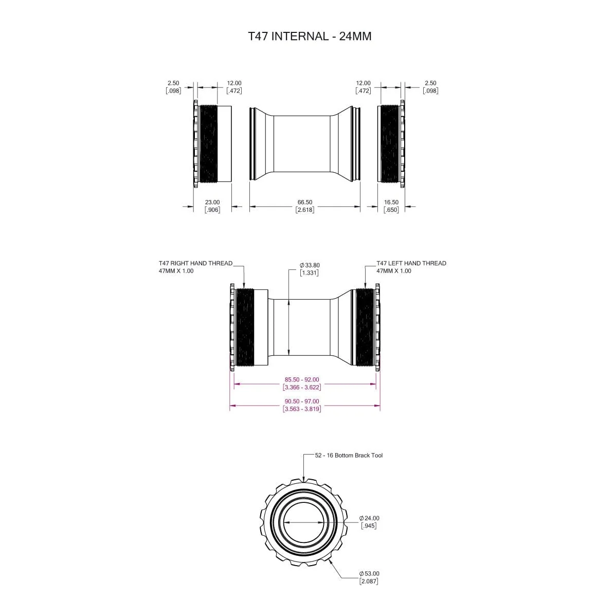 WOLFTOOTH T47 24mm Black crankset