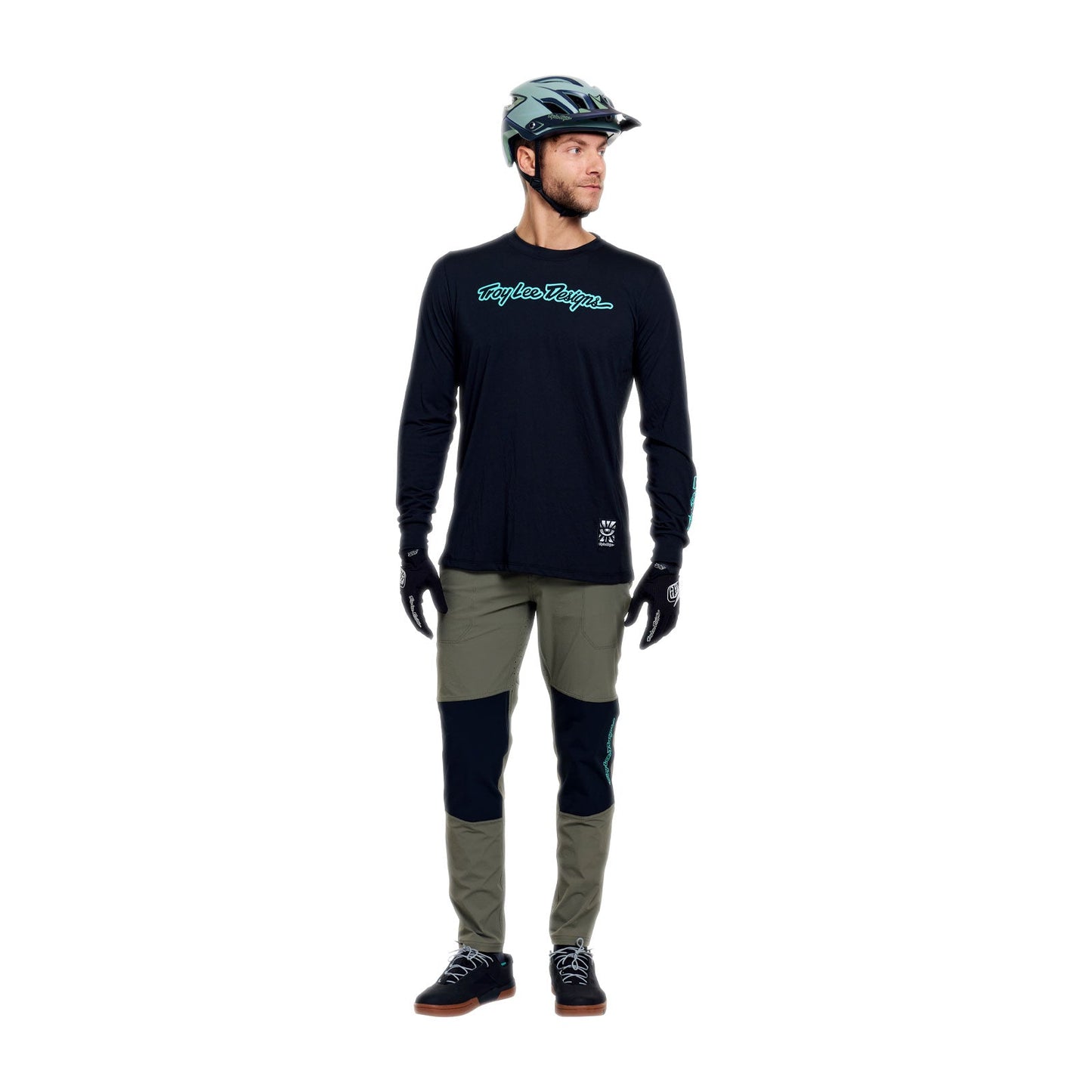 TROY LEE DESIGNS SKYLINE RIDE SIGNATURE Dres s dlouhým rukávem černý/tyrkysový
