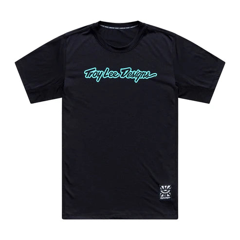 TROY LEE DESIGNS SKYLINE RIDE SIGNATURE Dres s krátkým rukávem černý/tyrkysový