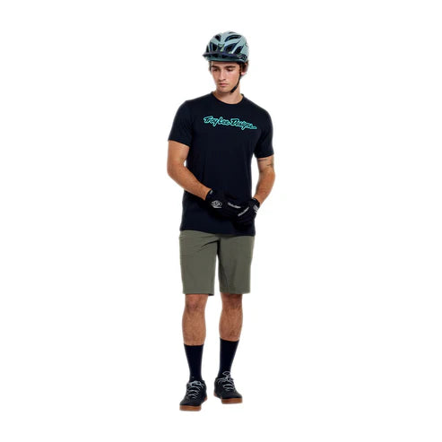 TROY LEE DESIGNS SKYLINE RIDE SIGNATURE Dres s krátkým rukávem černý/tyrkysový