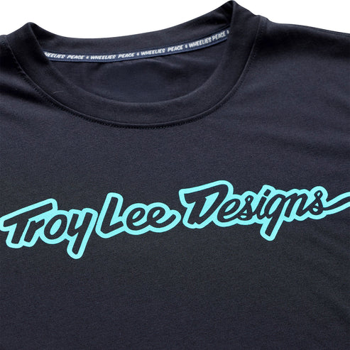 TROY LEE DESIGNS SKYLINE RIDE SIGNATURE Dres s krátkým rukávem černý/tyrkysový