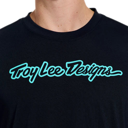 TROY LEE DESIGNS SKYLINE RIDE SIGNATURE Dres s krátkým rukávem černý/tyrkysový