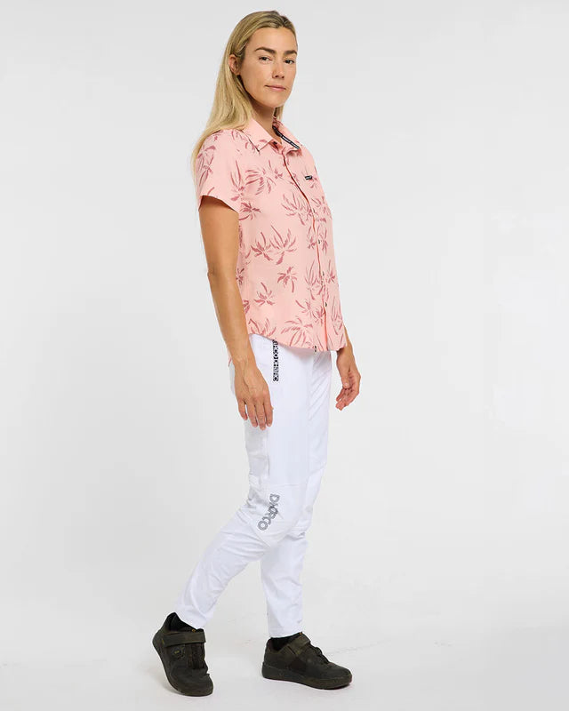 DHARCO TECH PARTY PINK PALM Ladies Pink Short Sleeve Shirt