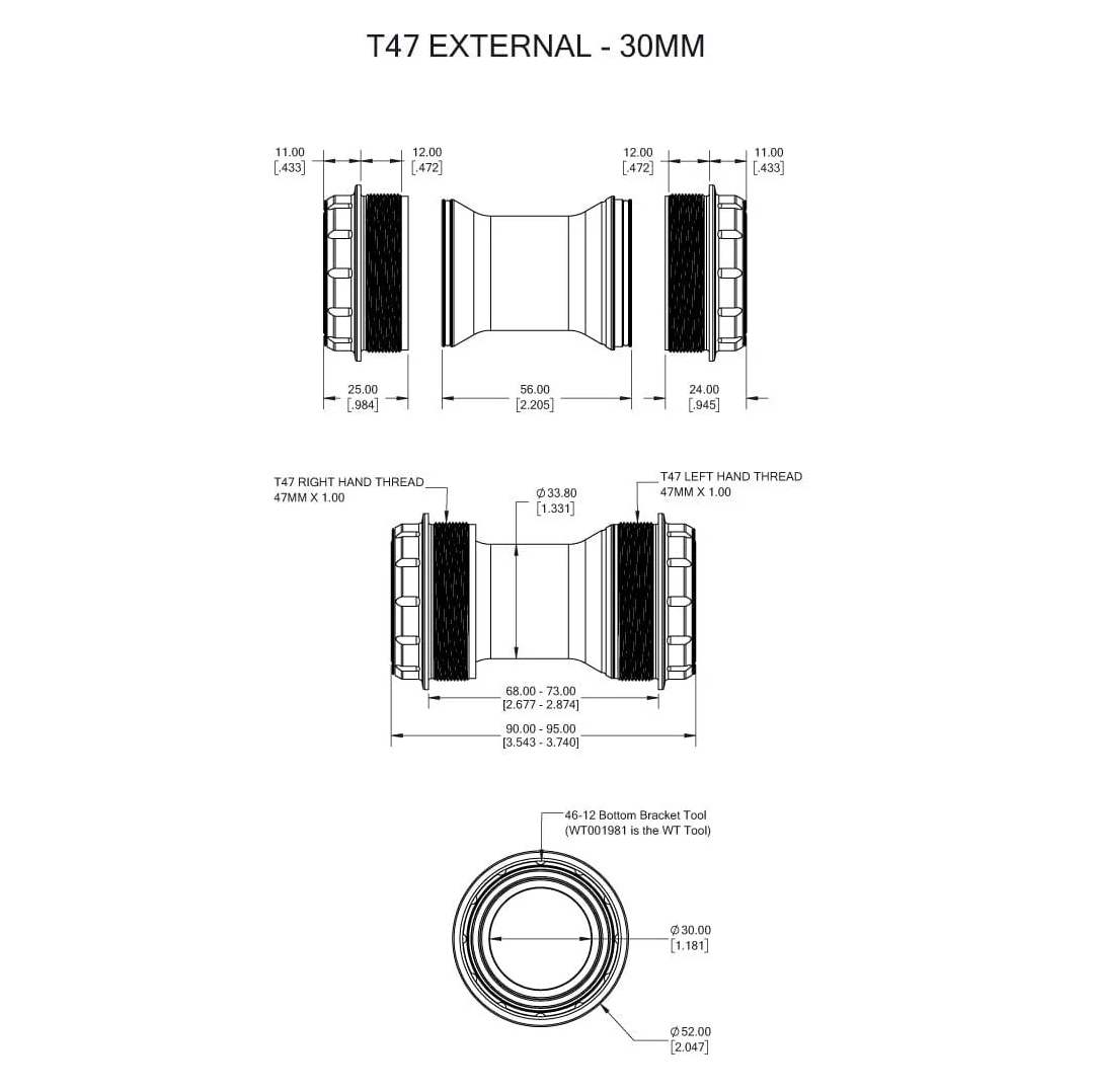 Crankset WOLFTOOTH T47 External 30mm ultraviolet purple