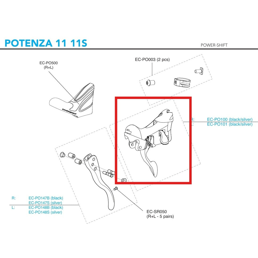 Left Shifter Body CAMPAGNOLO POTENZA 11V 2018 Rim Brakes