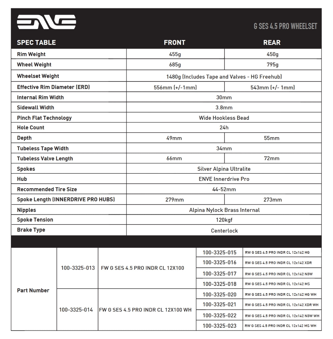 Zadní kolo ENVE G SES 4.5 PRO Tubeless Ready (Center Lock) White
