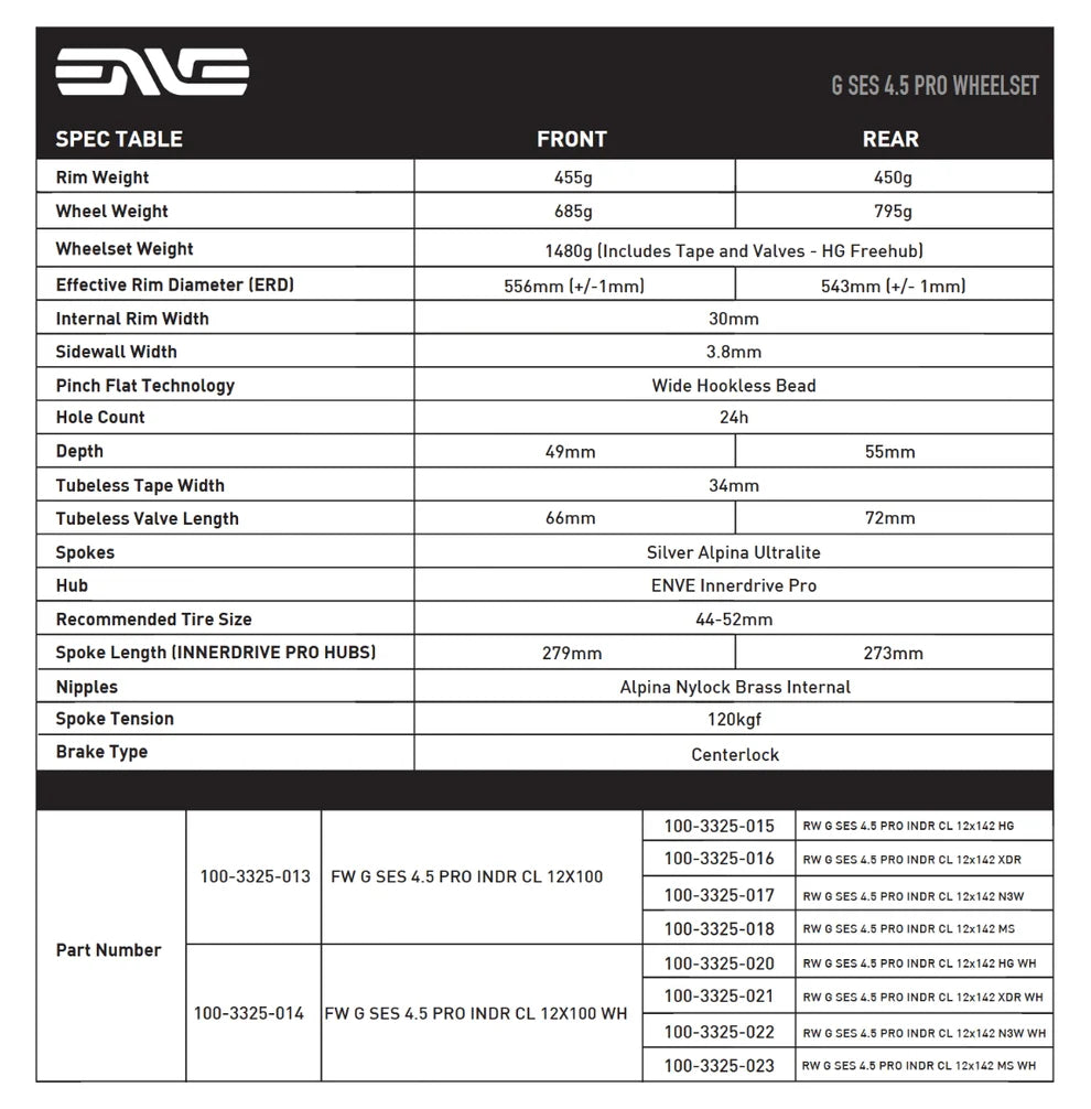 Pár kol ENVE G SES 4.5 Tubeless Ready (Center Lock) černá/chromová