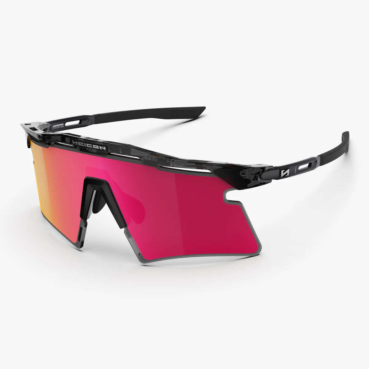 Sluneční brýle SCICON AEROSHADE 2.0 TITANIUM Black Crystal Gloss Multimirror Sunburts + Pink Lens