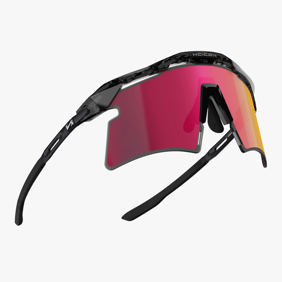 Sluneční brýle SCICON AEROSHADE 2.0 TITANIUM Black Crystal Gloss Multimirror Sunburts + Pink Lens