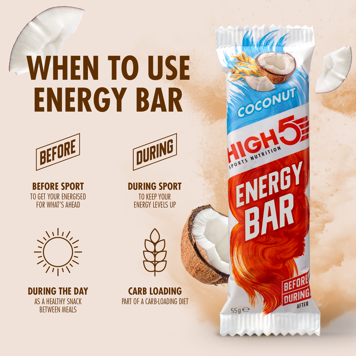 High5 ENERGY BAR (55g) Kokosová tyčinka