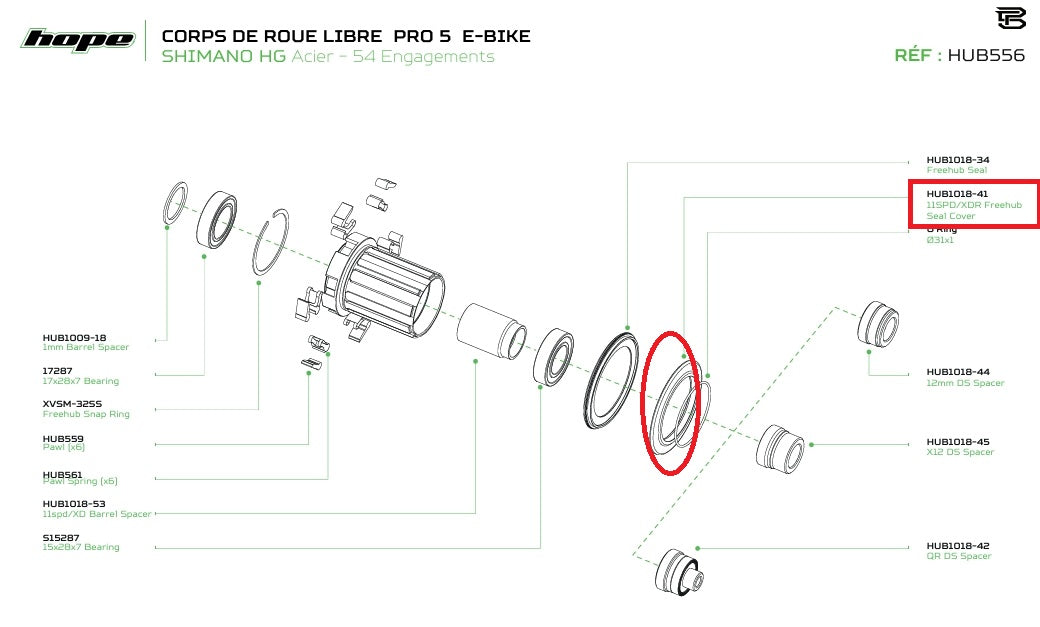 Kryt kloubu pro nábojovou jednotku HOPE PRO 5 Shimano HG Freewheel