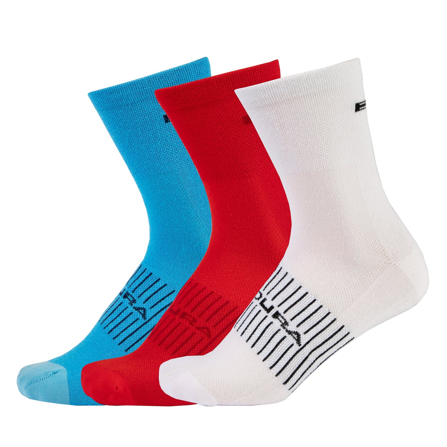 ENDURA COOLMAX RACE 3-Pair Socks White/Blue/Red