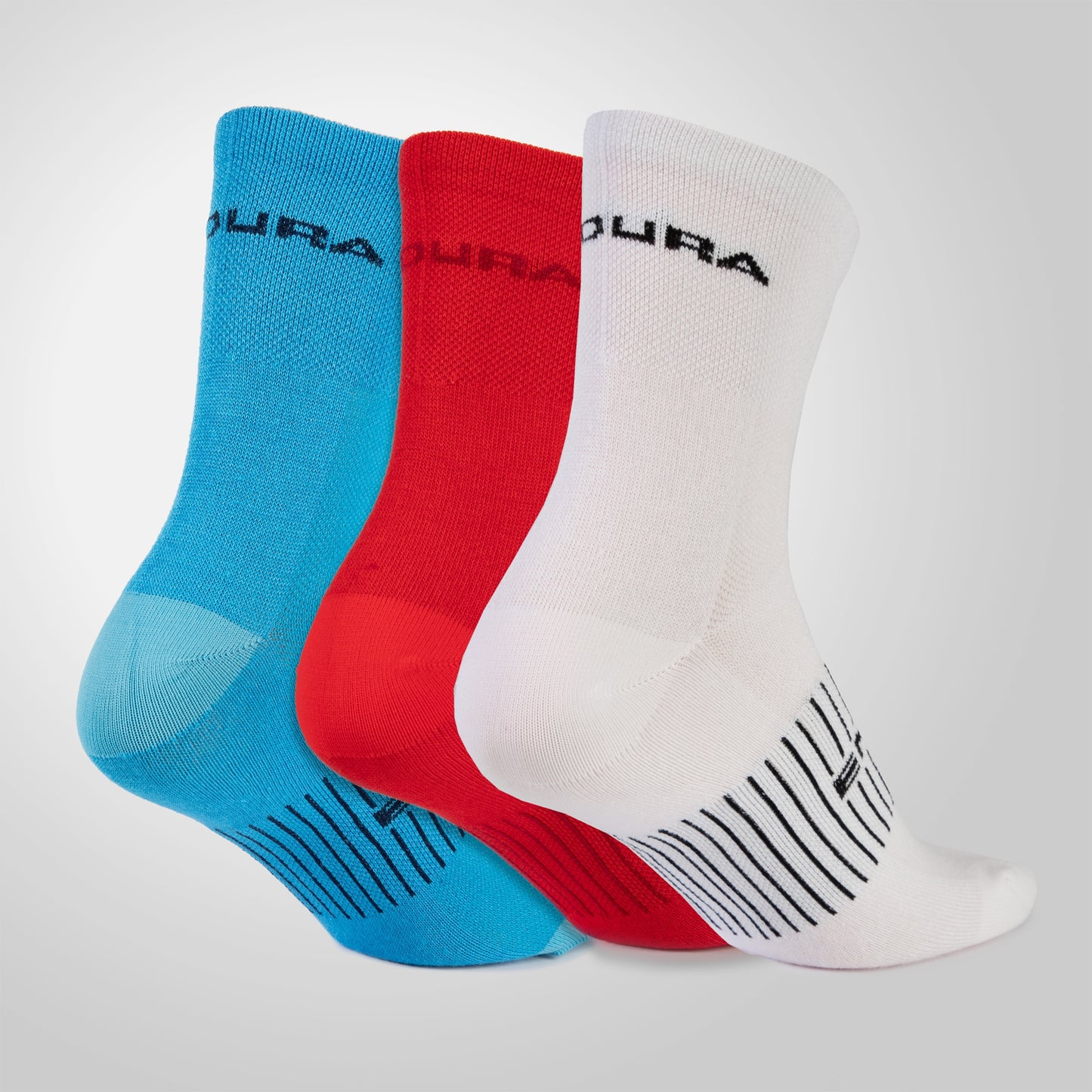 ENDURA COOLMAX RACE 3-Pair Socks White/Blue/Red