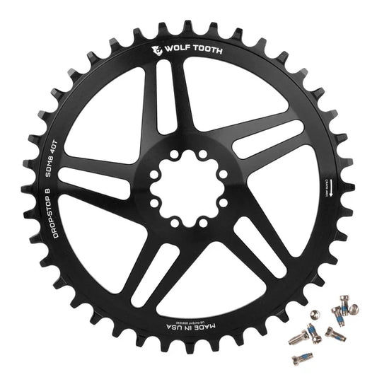 WOLF TOOTH DROP-STOP ST GRAVEL DM 8 šroubů Sram Black Mono řetězový kroužek