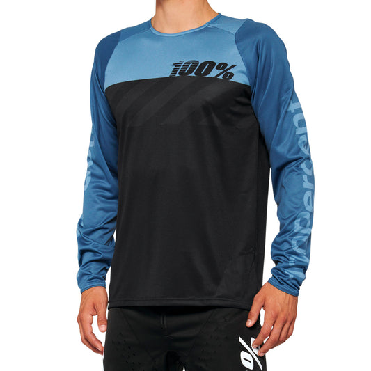 100% R-CORE Long Sleeve Jersey Black/Blue