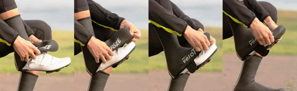 Neoprenové návleky na boty VELOTOZE HAUTES, černé/bílé