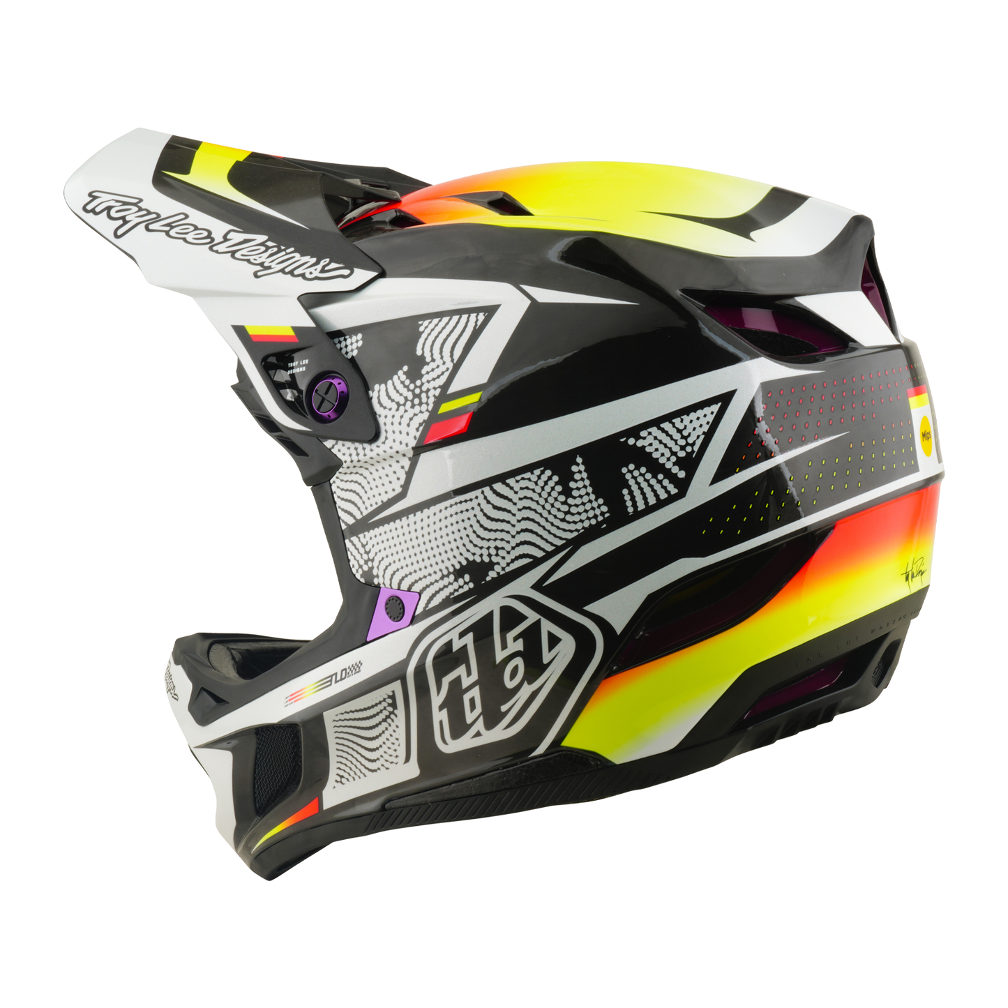 TROY LEE DESIGNS D4 CARBON MIPS Lined Up MTB Helmet Black/Yellow