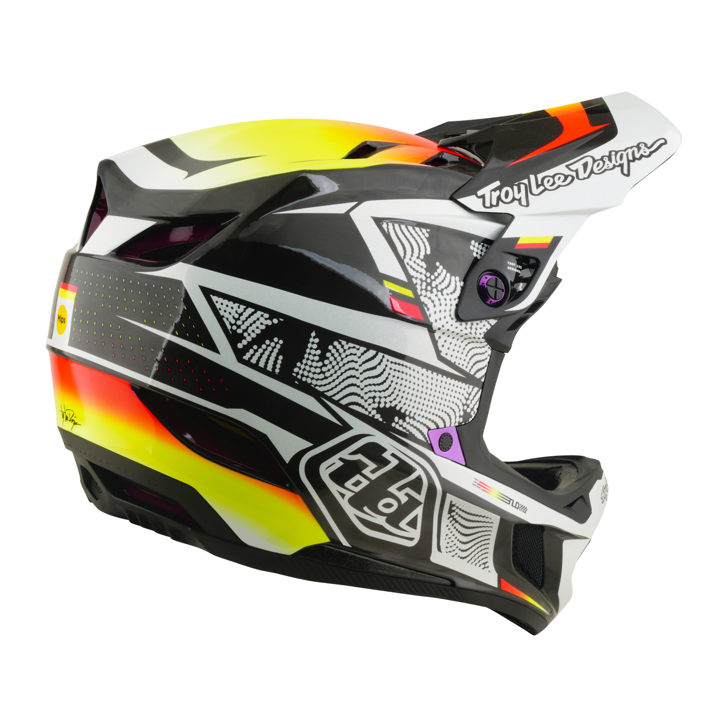 TROY LEE DESIGNS D4 CARBON MIPS Lined Up MTB Helmet Black/Yellow
