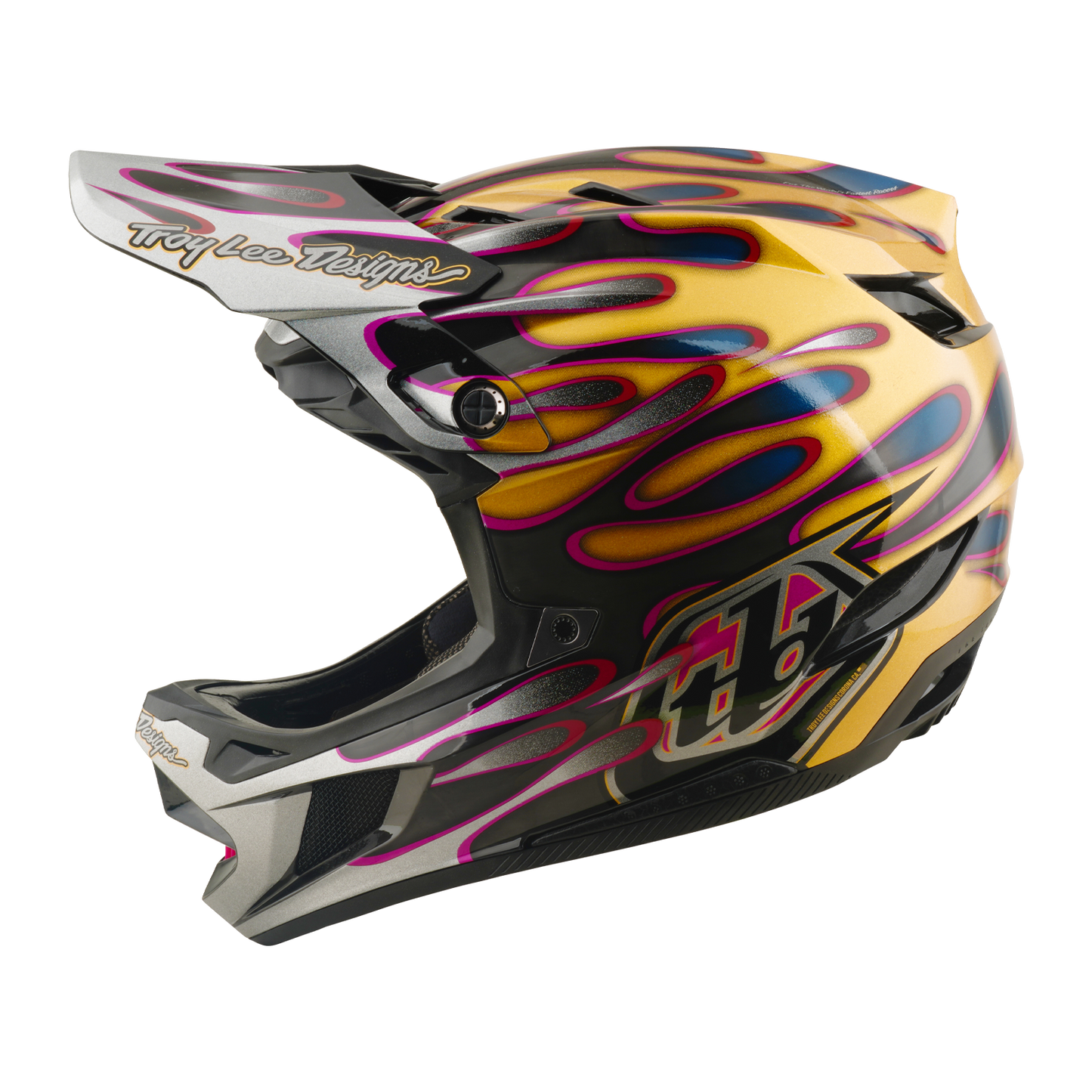 TROY LEE DESIGNS D4 CARBON MIPS Overspray Gold/Black MTB Helmet