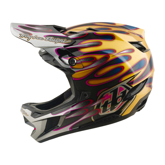 TROY LEE DESIGNS D4 CARBON MIPS Overspray Gold/Black MTB Helmet