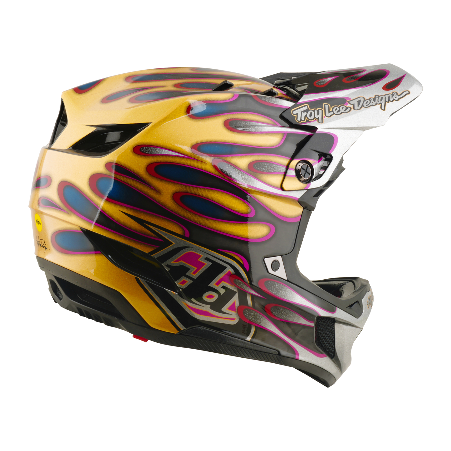TROY LEE DESIGNS D4 CARBON MIPS Overspray Gold/Black MTB Helmet