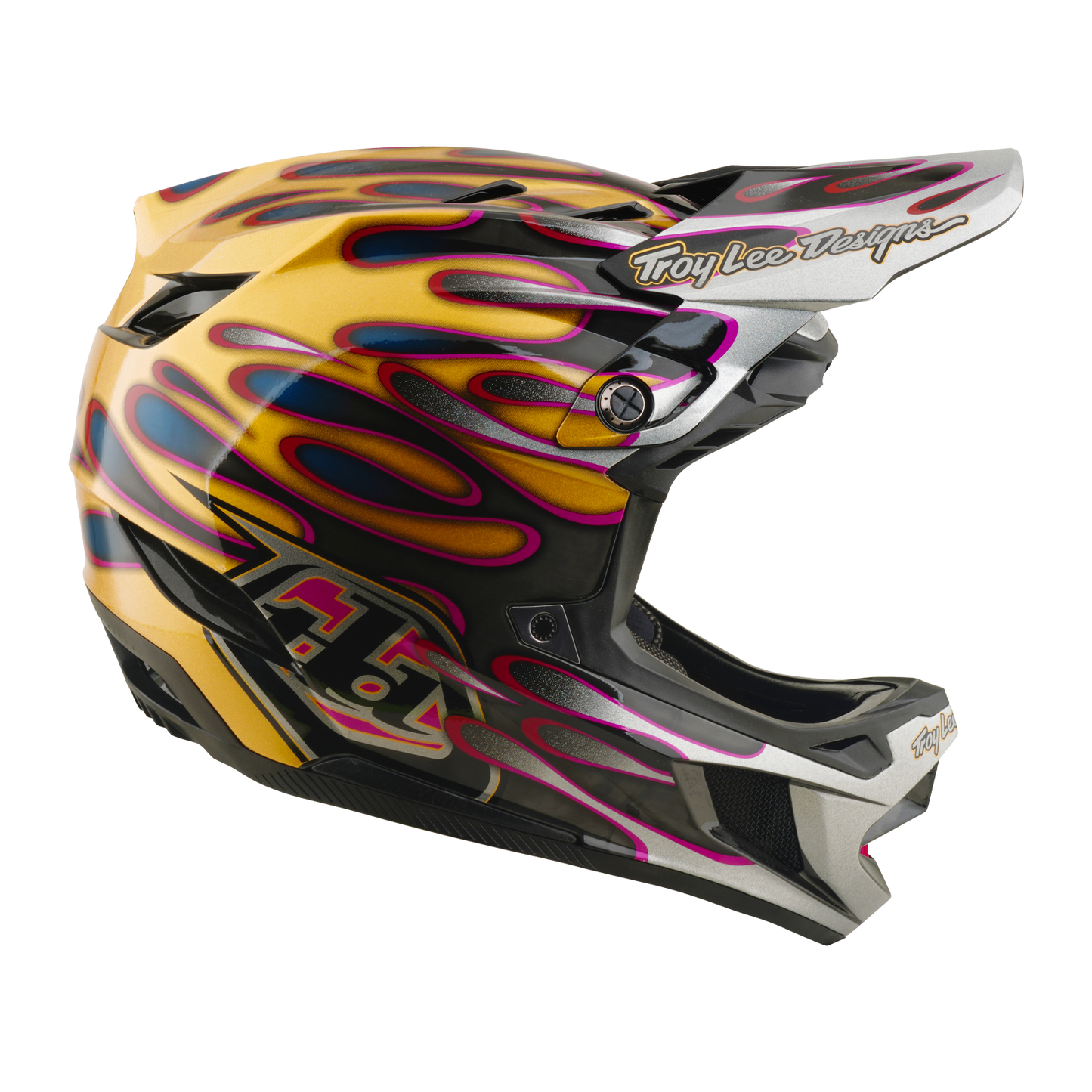 TROY LEE DESIGNS D4 CARBON MIPS Overspray Gold/Black MTB Helmet