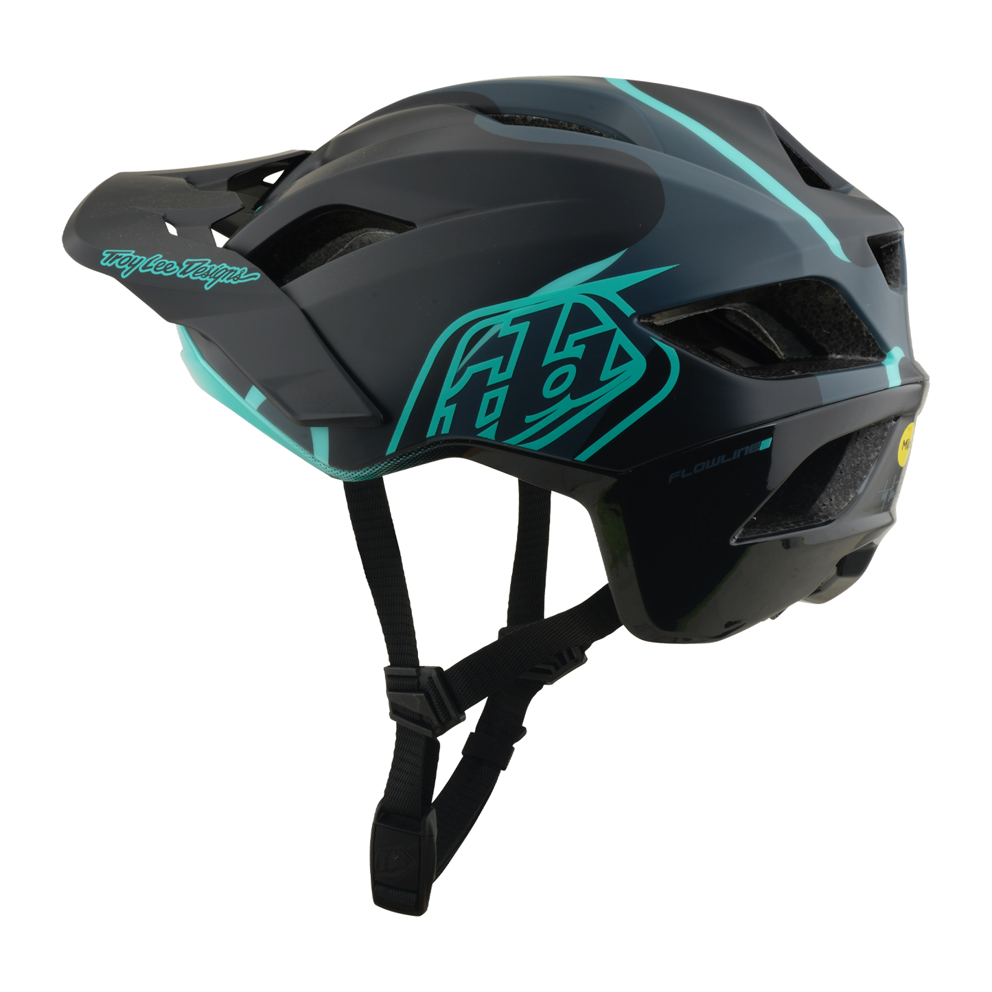 MTB přilba TROY LEE DESIGNS FLOWLINE SE MIPS BADGE Carbon/Blue