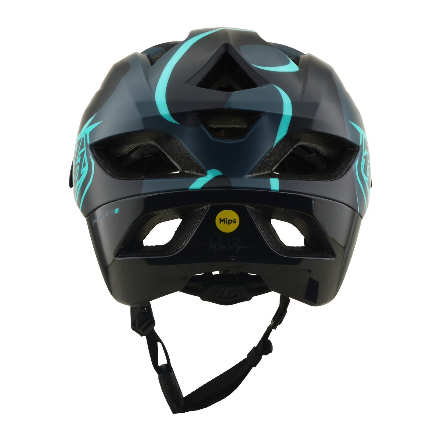 MTB přilba TROY LEE DESIGNS FLOWLINE SE MIPS BADGE Carbon/Blue