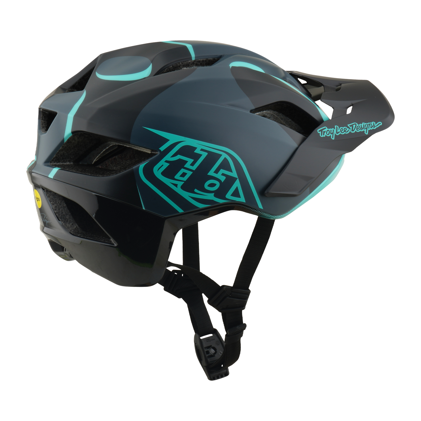 MTB přilba TROY LEE DESIGNS FLOWLINE SE MIPS BADGE Carbon/Blue