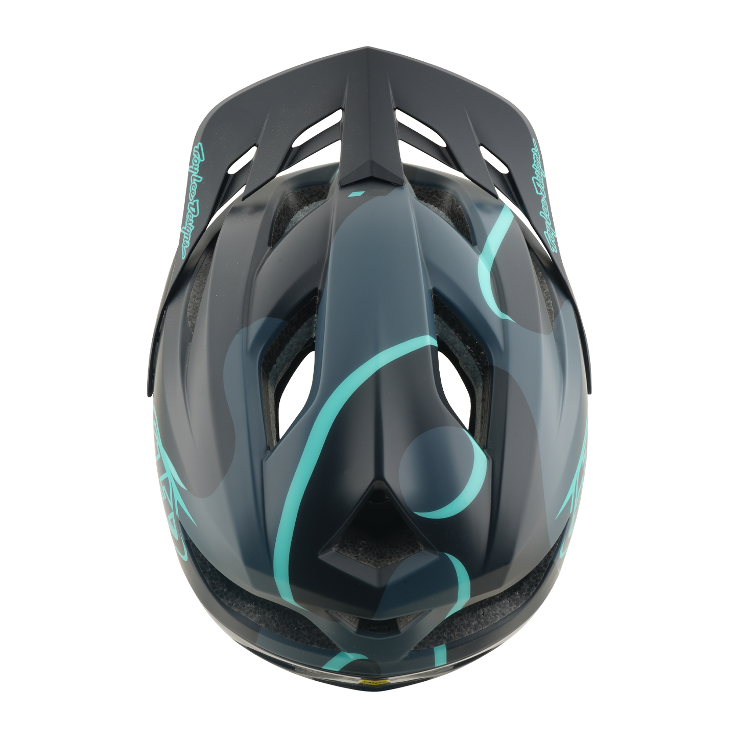MTB přilba TROY LEE DESIGNS FLOWLINE SE MIPS BADGE Carbon/Blue