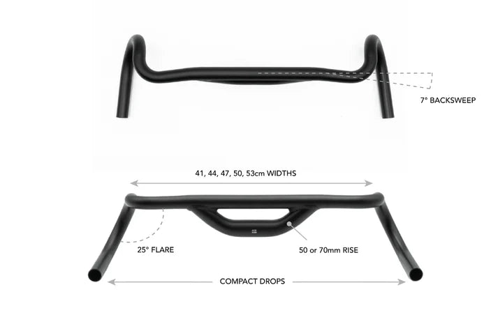 REDSHIFT Gravel Handlebar, Top Shelf 25° Flare Rise 50mm