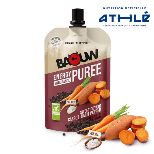BAOUW Organic Energy Puree Savoury Recipe Sladké brambory/mrkev/pepř (90g)