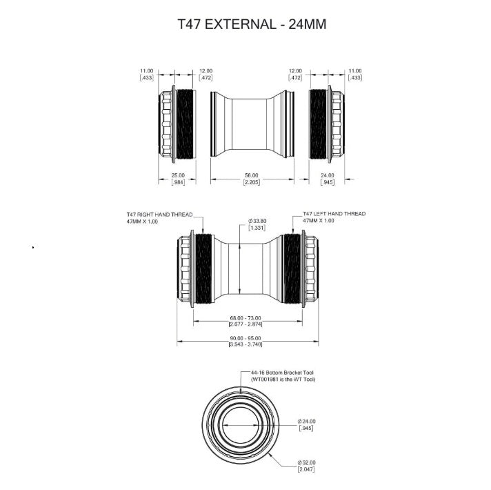 WOLFTOOTH T47 External 24mm raw Silver kliková sada