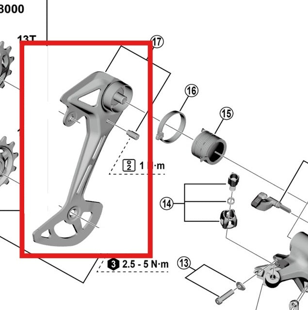 GS SHIMANO CUES U8000/U6000 Externí klec zadní přehazovačky